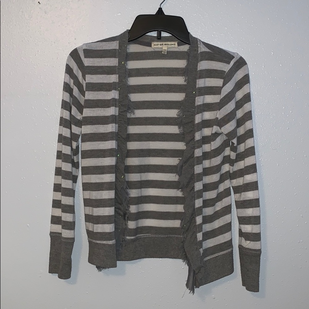 Gray and white cardigan